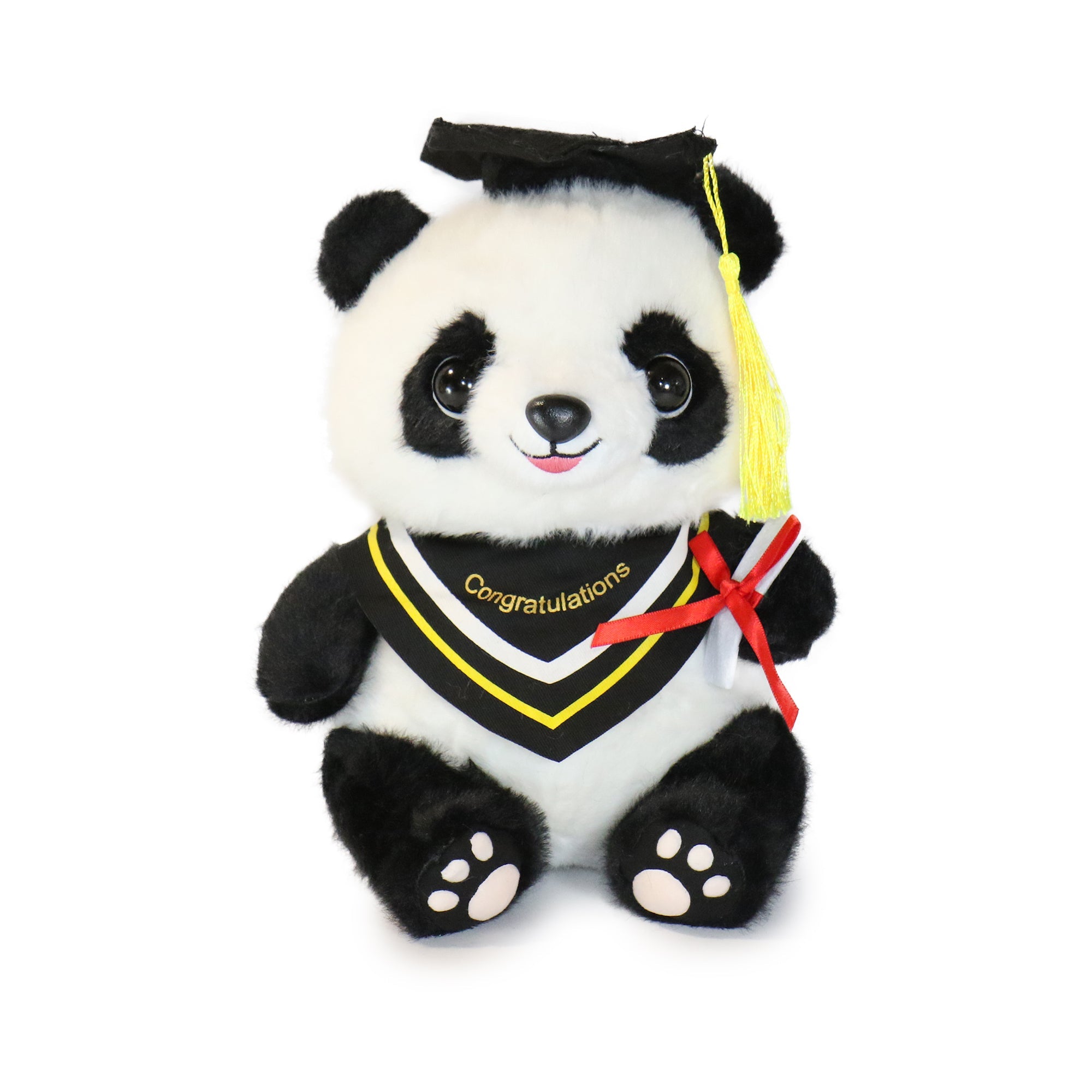 10-Inch Black and White Ollie Panda with Congratulations sash