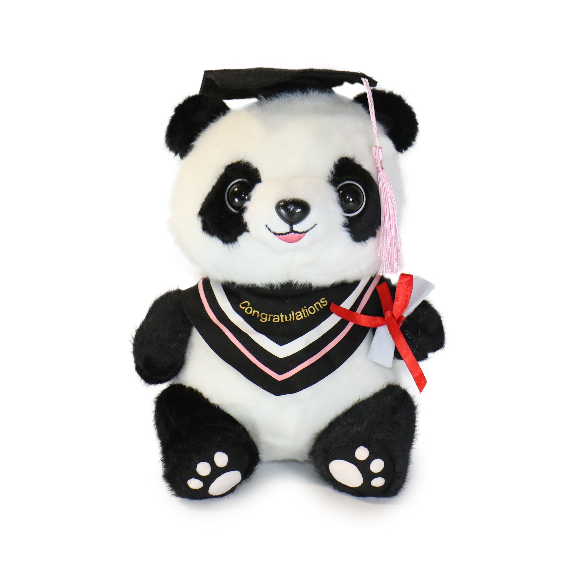 10-Inch Black and White Ollie Panda with Congratulations sash