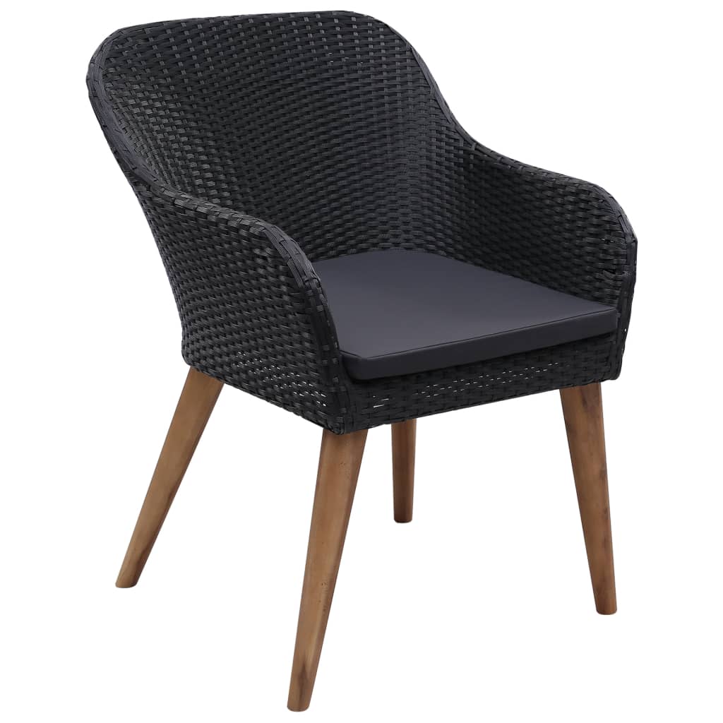 NNEVL 9 Piece Outdoor Dining Set with Cushions Poly Rattan Black