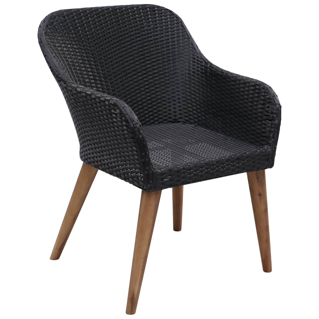 NNEVL 9 Piece Outdoor Dining Set with Cushions Poly Rattan Black