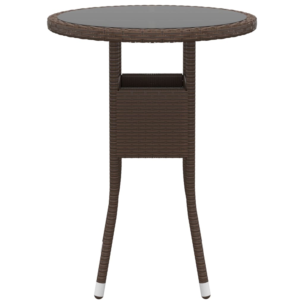 NNEVL 3 Piece Garden Dining Set Poly Rattan Brown