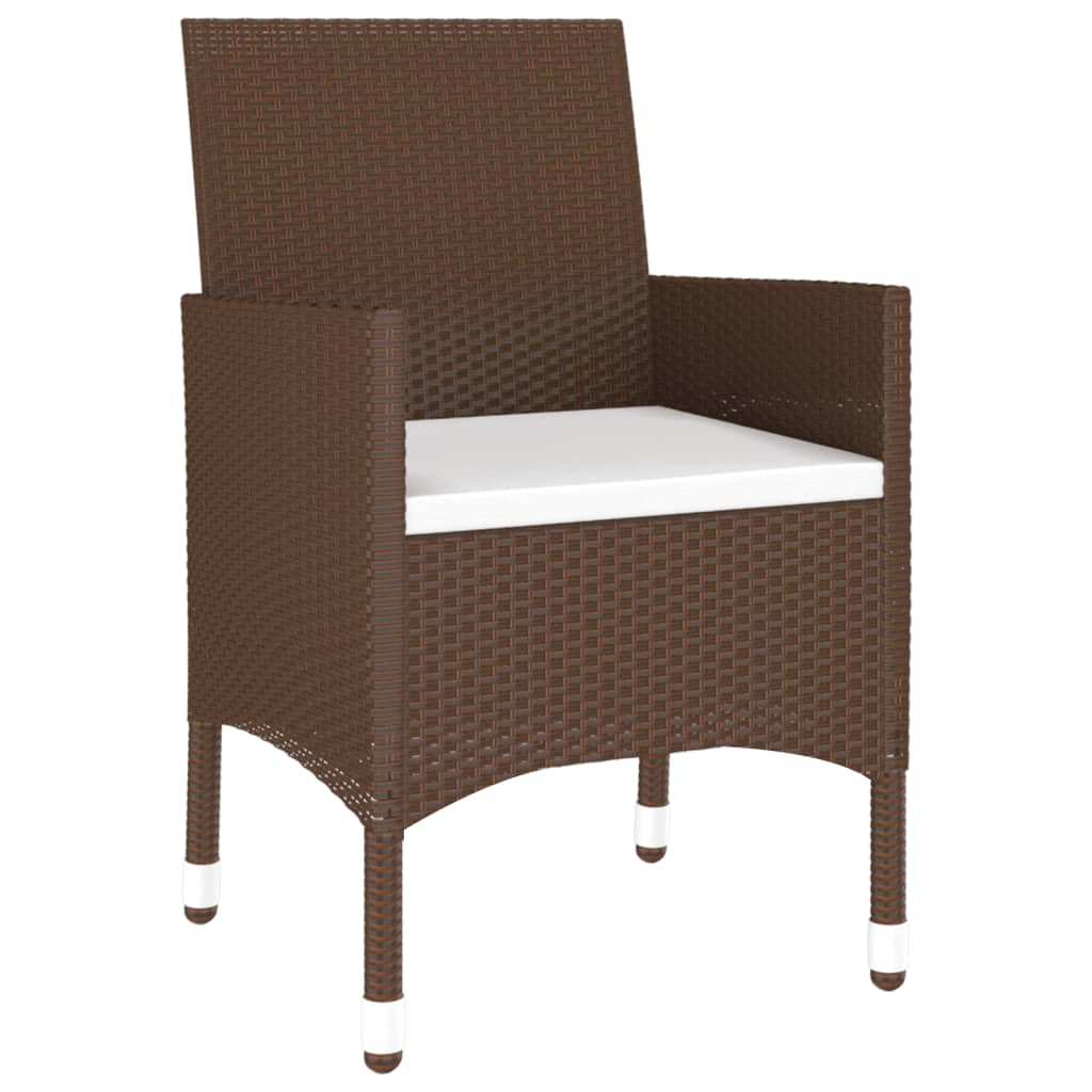 NNEVL 3 Piece Garden Dining Set Poly Rattan Brown