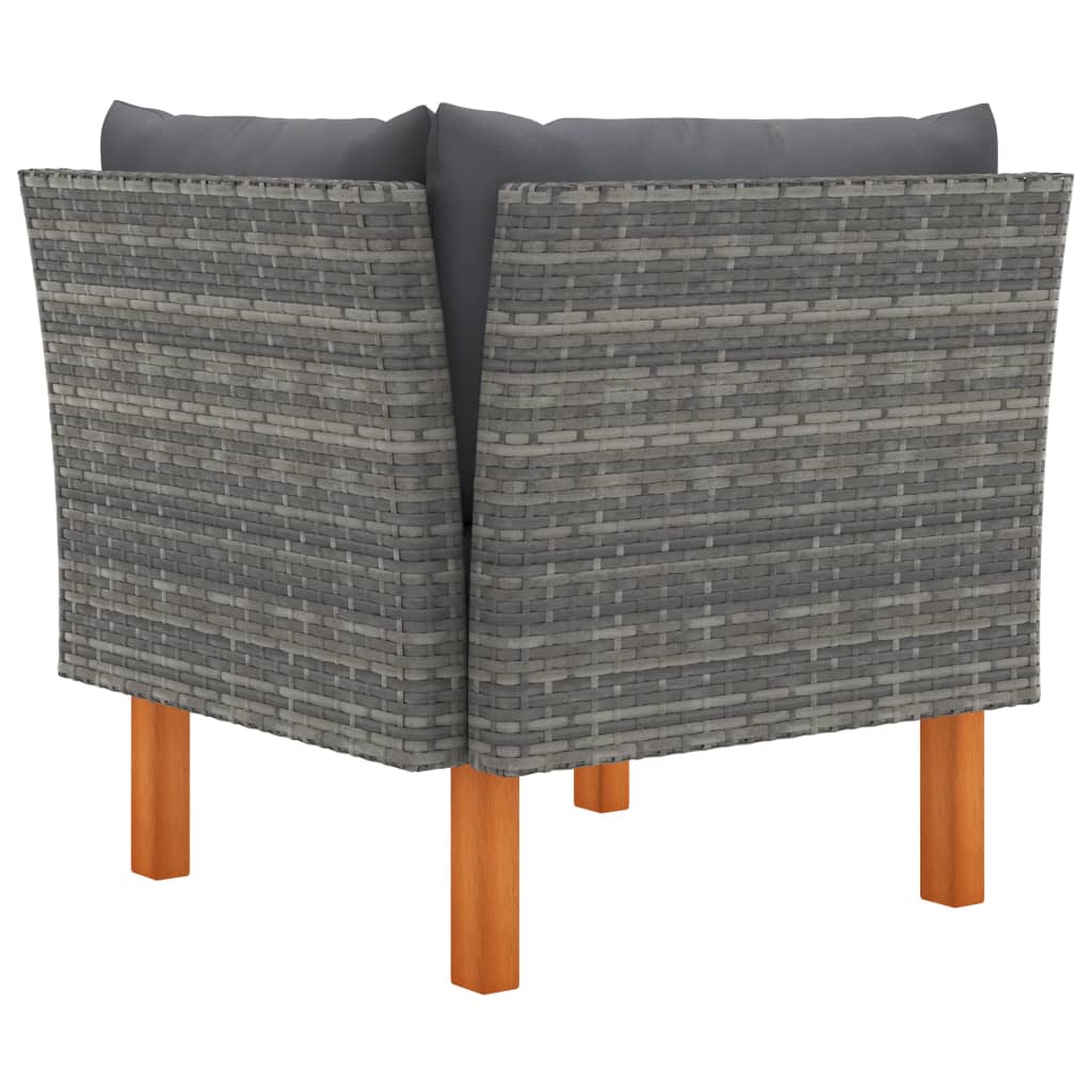 vidaXL Corner Sofa Poly Rattan and Solid Eucalyptus Wood