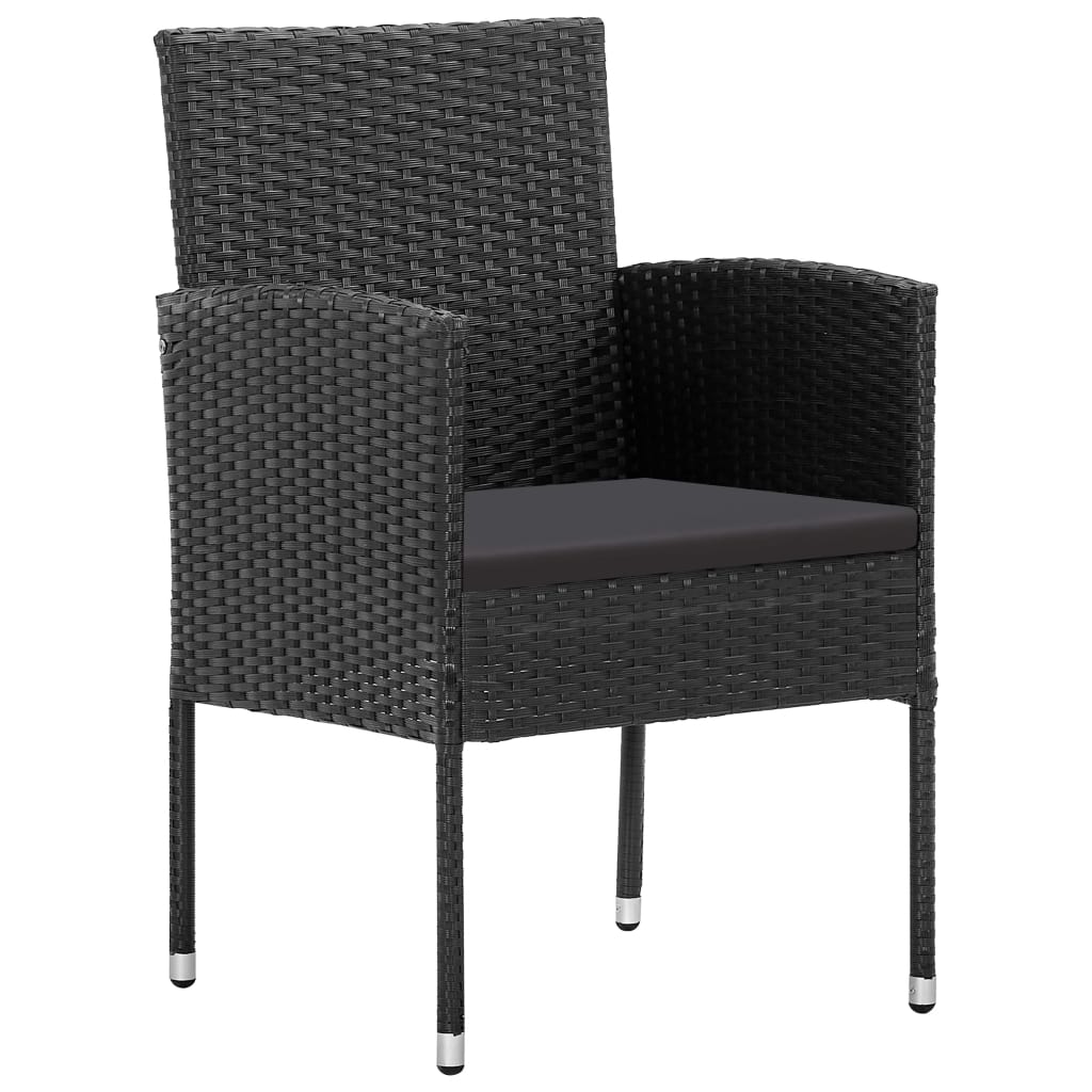 NNEVL 7 Piece Garden Dining Set Poly Rattan Black