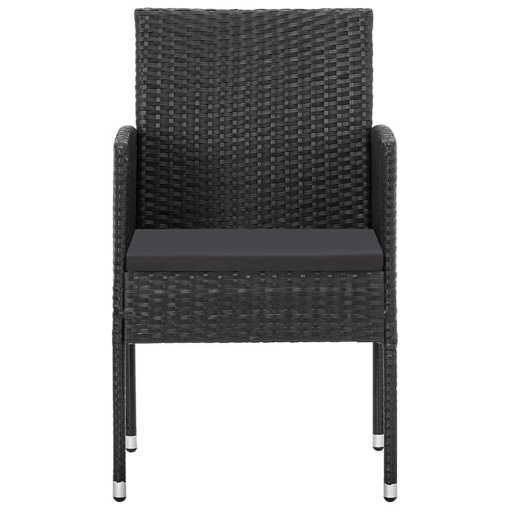 NNEVL 7 Piece Garden Dining Set Poly Rattan Black