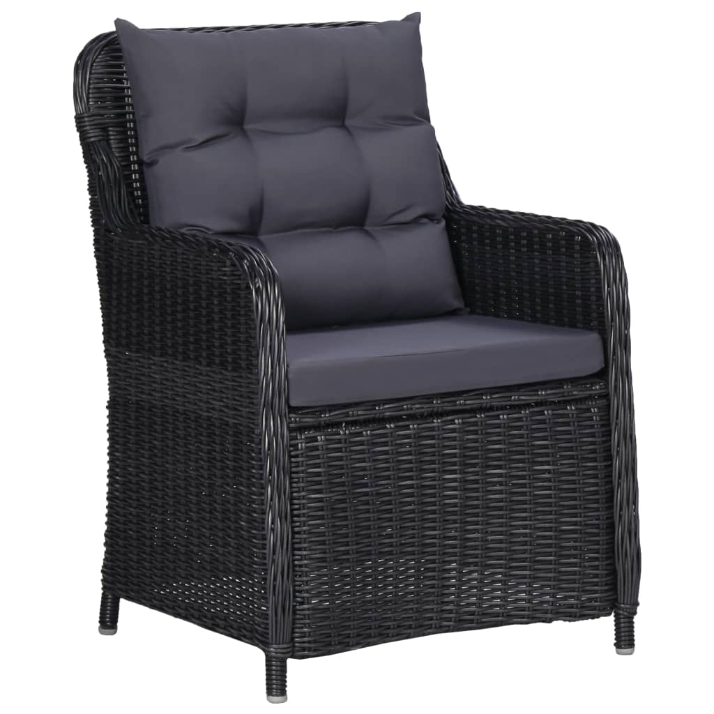 vidaXL 7 Piece Patio Dining Set Poly Rattan Black