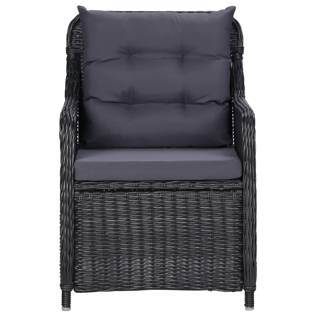 vidaXL 7 Piece Patio Dining Set Poly Rattan Black
