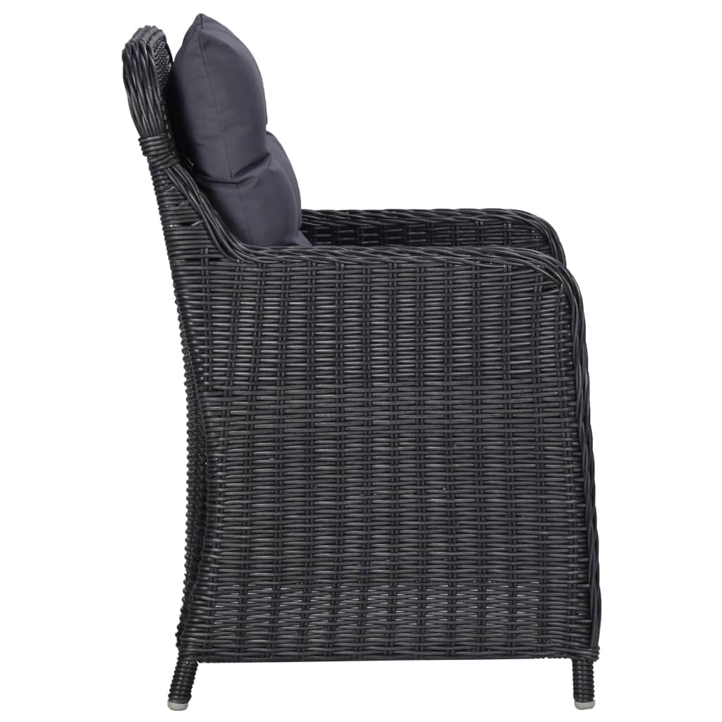 vidaXL 7 Piece Patio Dining Set Poly Rattan Black