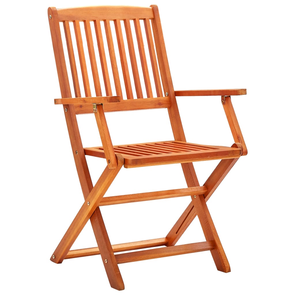 NNEVL 3 Piece Folding Outdoor Dining Set Solid Eucalyptus Wood