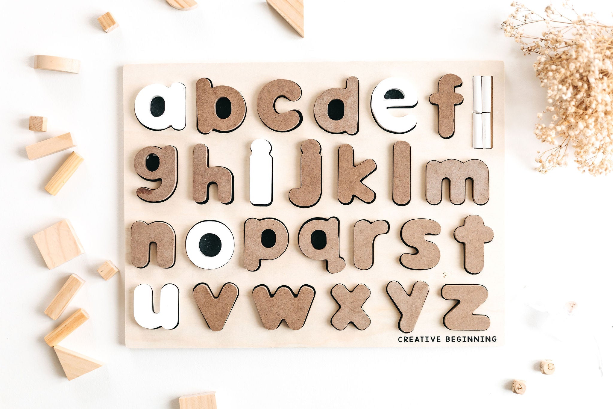 LOWERCASE ALPHABET - CHALKBOARD BASE WITH TRACERS - Lowercase Alphabet Tracing Board | Autism-Friendly Handwriting Tool | Sensory Letter Learning Set (Ages 3-8)