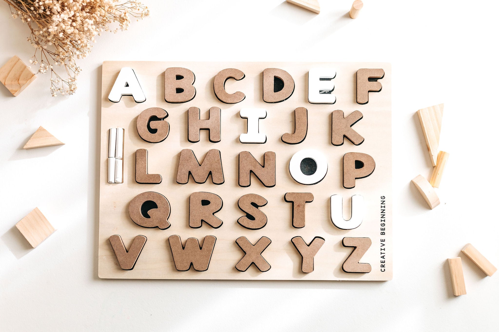 ALPHABETICAL PUZZLE - CHALKBOARD BASE WITH TRACERS -  Educational Alphabet Tracing Board | Sensory Learning Tool for Autism | Handwriting Practice Board