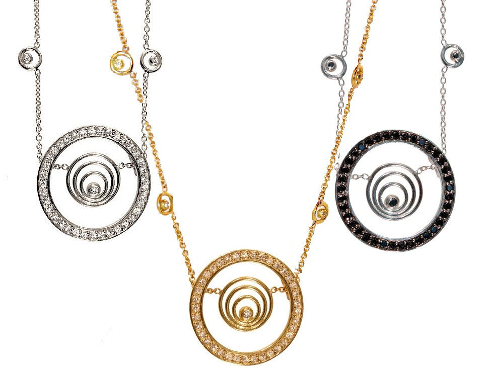 Karma hoop necklace- large- 14K gold with diamonds