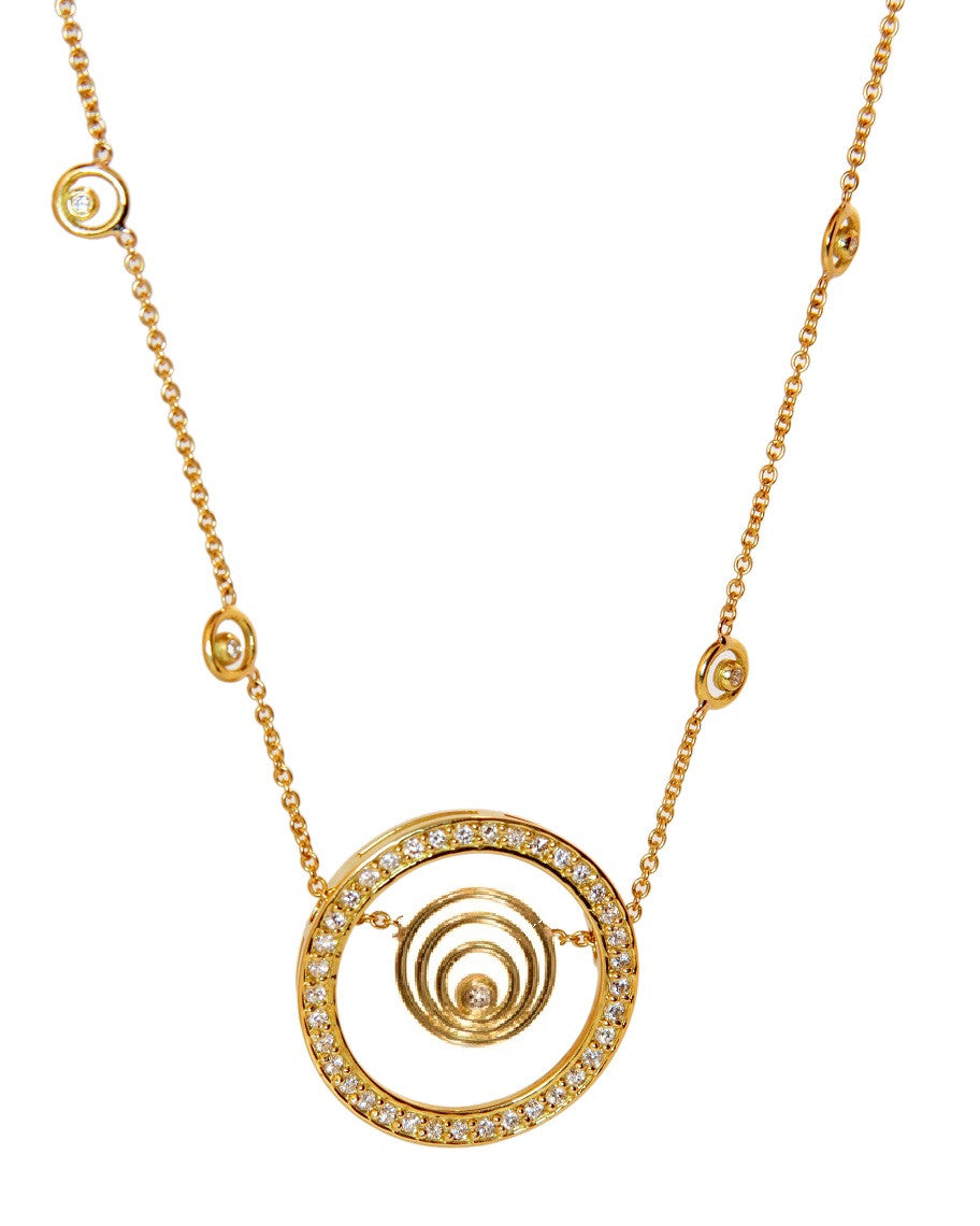 Karma hoop necklace- large- 14K gold with diamonds