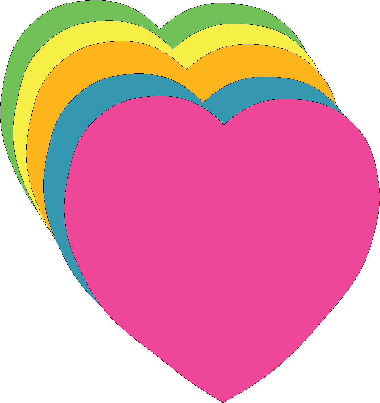 SHAPES ETC. Heart Bright Neon Assorted Color Small Cut-Outs- 3" x 3"
