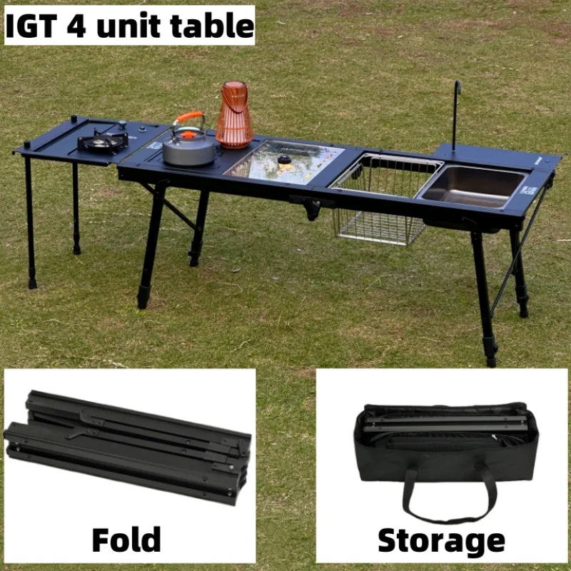 NNEOBA IGT 4-Unit Outdoor Camping Ultralight Folding Table Black