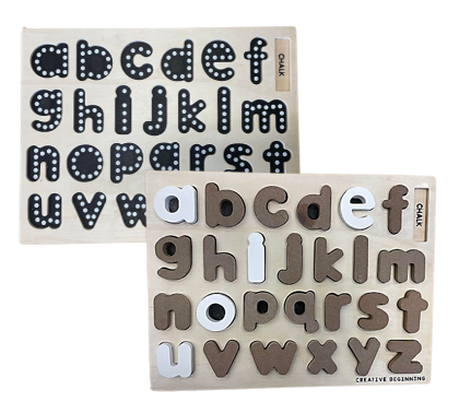 LOWERCASE ALPHABET - CHALKBOARD BASE WITH TRACERS - Lowercase Alphabet Tracing Board | Autism-Friendly Handwriting Tool | Sensory Letter Learning Set (Ages 3-8)