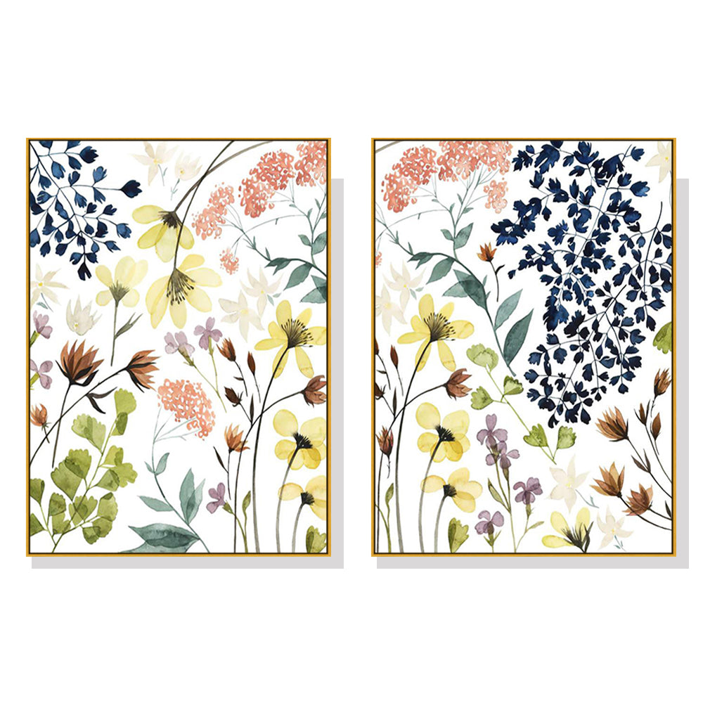NNEDSZ Wall Art 50cmx70cm Flower Composition 2 Sets Gold Frame Canvas