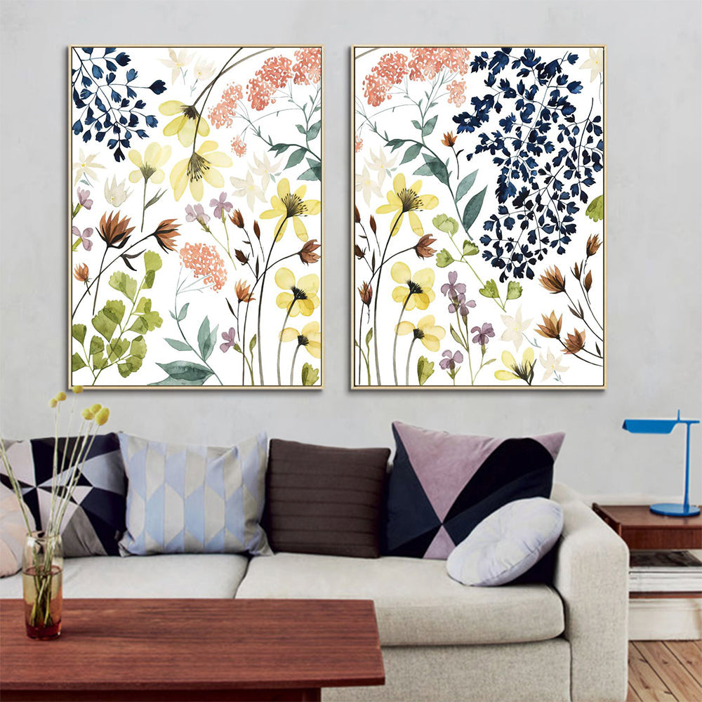 NNEDSZ Wall Art 50cmx70cm Flower Composition 2 Sets Gold Frame Canvas