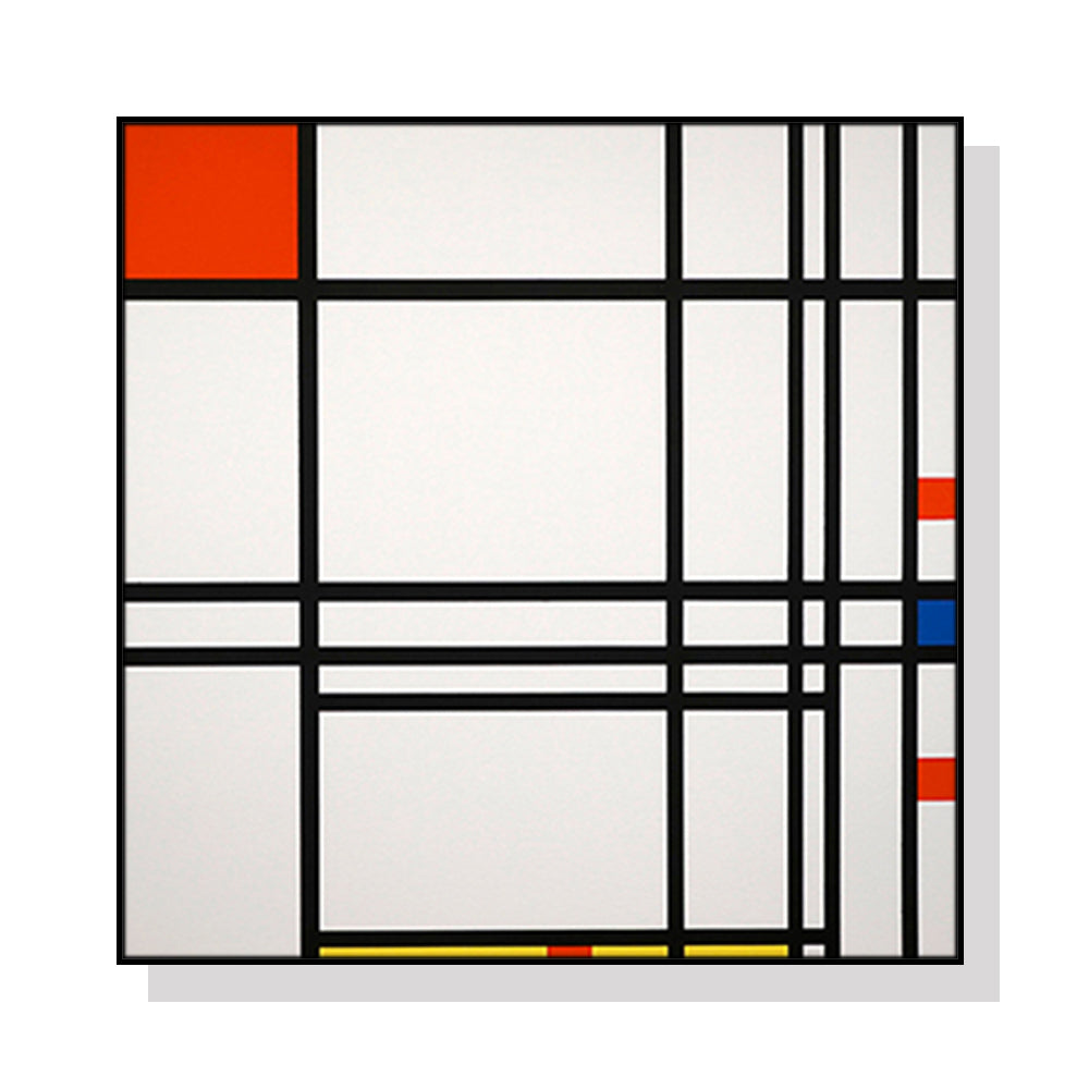 NNEDSZ Wall Art 80cmx80cm Abstract Art By Piet Mondrian Black Frame Canvas