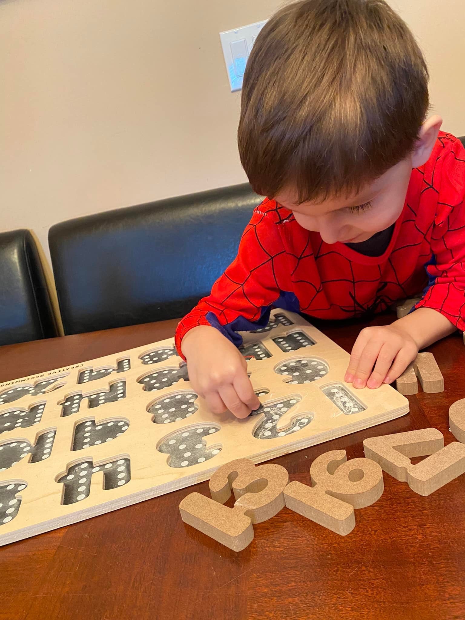NUMBER PUZZLE - CHALKBOARD BASE WITH TRACERS - Number Tracing Puzzle with Chalkboard Base | Special Needs Math Learning Tool | Fine Motor Skills Development